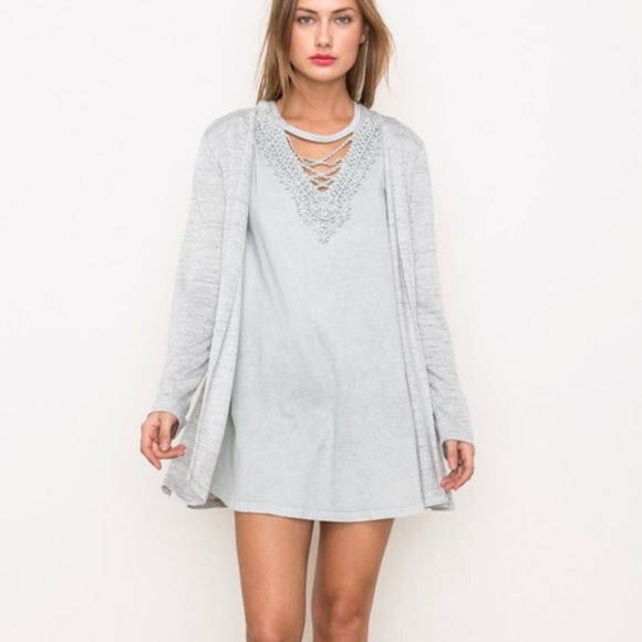 Heather Grey Cardigan Sweater - Picture 7 of 8